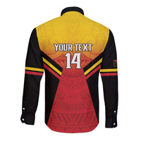 Papua New Guinea Rugby Custom Long Sleeve Button Shirt Go PNG Hunters Polynesian Pattern LT14 - Polynesian Pride
