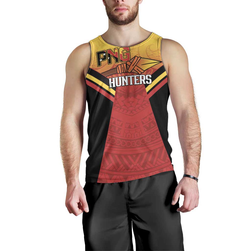 Papua New Guinea Rugby Custom Men Tank Top Go PNG Hunters Polynesian Pattern - Polynesian Pride