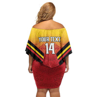 Papua New Guinea Rugby Custom Off Shoulder Short Dress Go PNG Hunters Polynesian Pattern - Polynesian Pride
