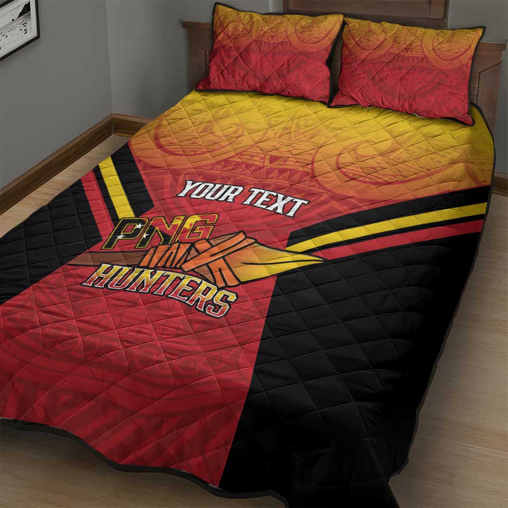 Papua New Guinea Rugby Custom Quilt Bed Set Go PNG Hunters Polynesian Pattern - Polynesian Pride