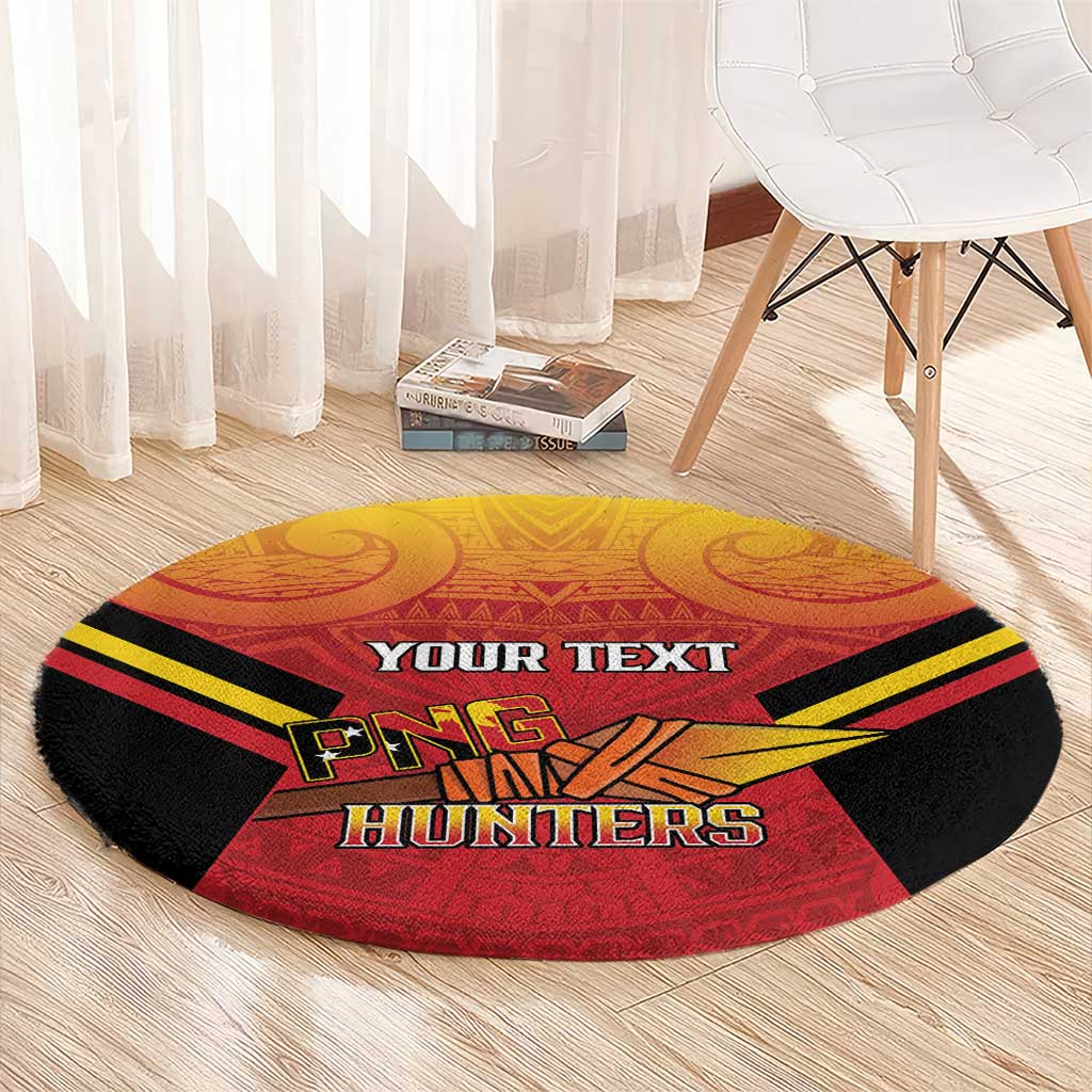 Papua New Guinea Rugby Custom Round Carpet Go PNG Hunters Polynesian Pattern - Polynesian Pride