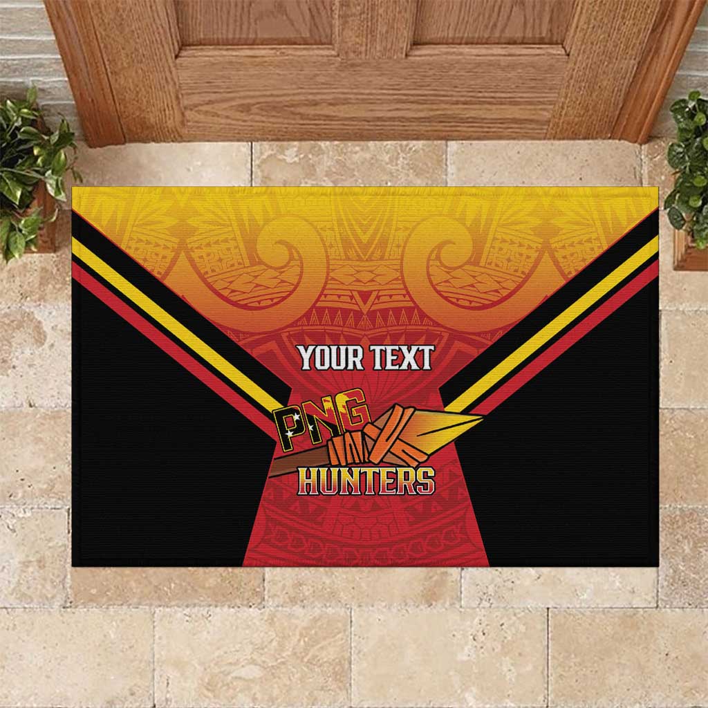 Papua New Guinea Rugby Custom Rubber Doormat Go PNG Hunters Polynesian Pattern LT14 Red - Polynesian Pride