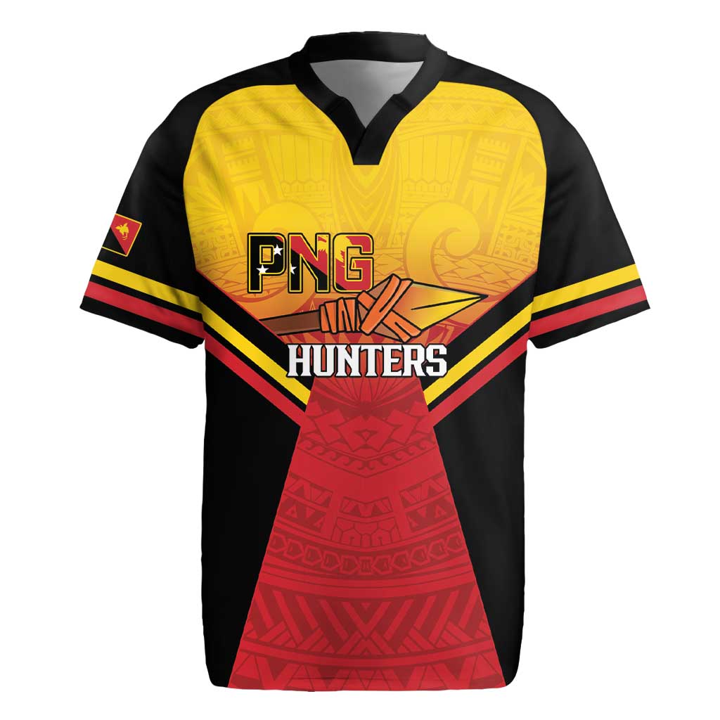 Papua New Guinea Rugby Custom Rugby Jersey Go PNG Hunters Polynesian Pattern LT14 Red - Polynesian Pride