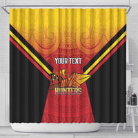 Papua New Guinea Rugby Custom Shower Curtain Go PNG Hunters Polynesian Pattern - Polynesian Pride