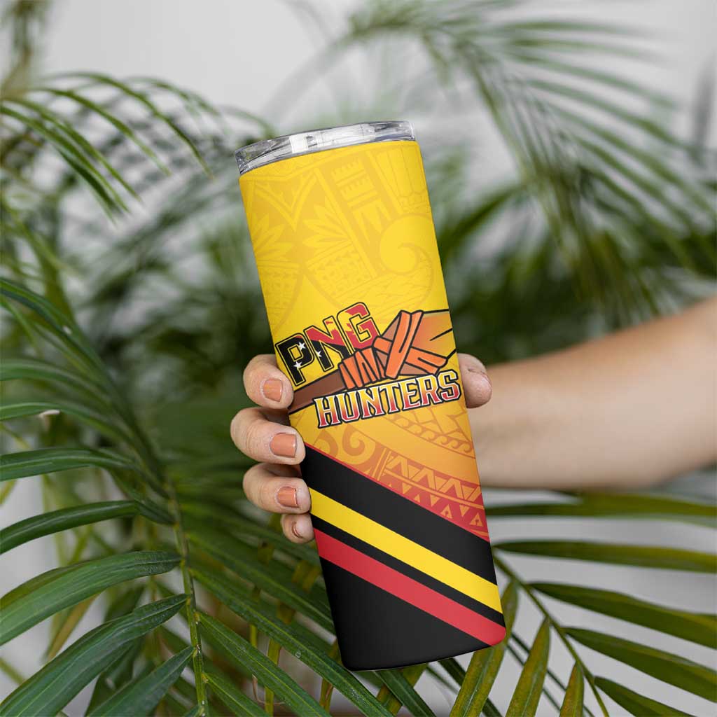 Papua New Guinea Rugby Custom Skinny Tumbler Go PNG Hunters Polynesian Pattern - Polynesian Pride