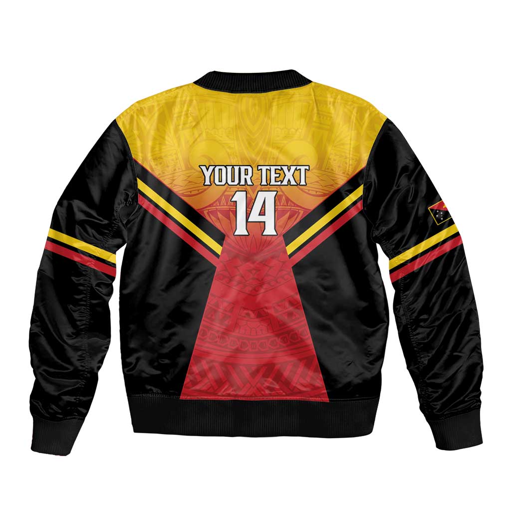 Papua New Guinea Rugby Custom Sleeve Zip Bomber Jacket Go PNG Hunters Polynesian Pattern - Polynesian Pride