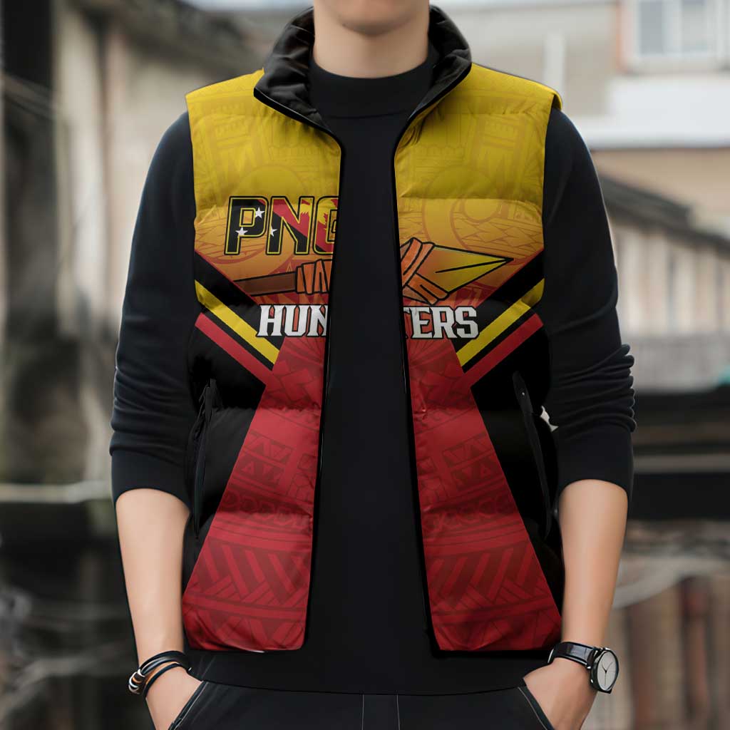 Papua New Guinea Rugby Custom Sleeveless Puffer Jacket Go PNG Hunters Polynesian Pattern - Polynesian Pride