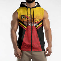Papua New Guinea Rugby Custom Sleeveless Zip Hoodie Go PNG Hunters Polynesian Pattern LT14 - Polynesian Pride