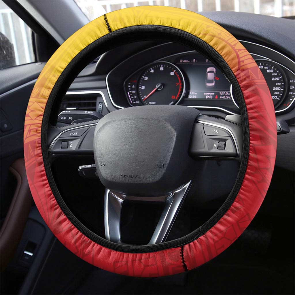 Papua New Guinea Rugby Steering Wheel Cover Go PNG Hunters Polynesian Pattern LT14 - Polynesian Pride