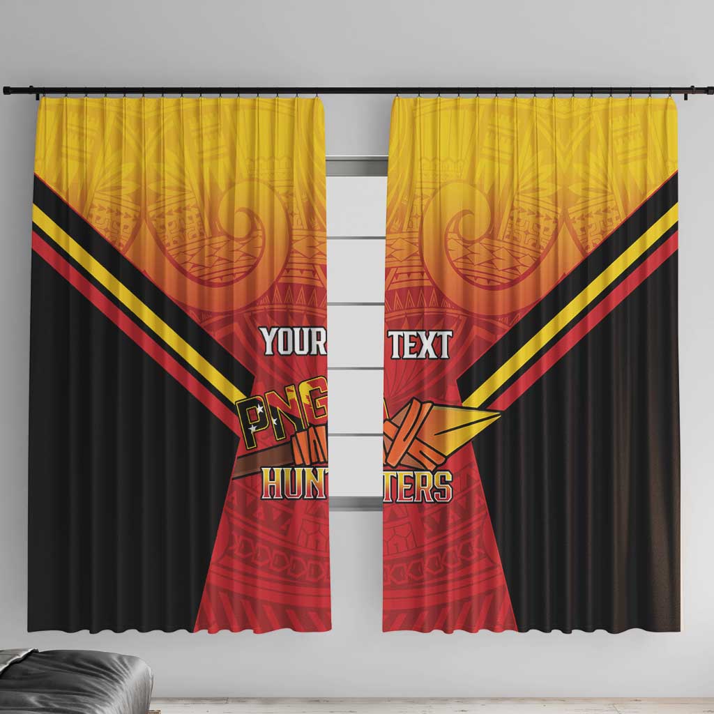 Papua New Guinea Rugby Custom Window Curtain Go PNG Hunters Polynesian Pattern - Polynesian Pride