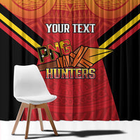 Papua New Guinea Rugby Custom Window Curtain Go PNG Hunters Polynesian Pattern - Polynesian Pride