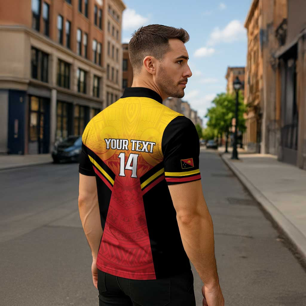 Papua New Guinea Rugby Custom Zipper Polo Shirt Go PNG Hunters Polynesian Pattern - Polynesian Pride