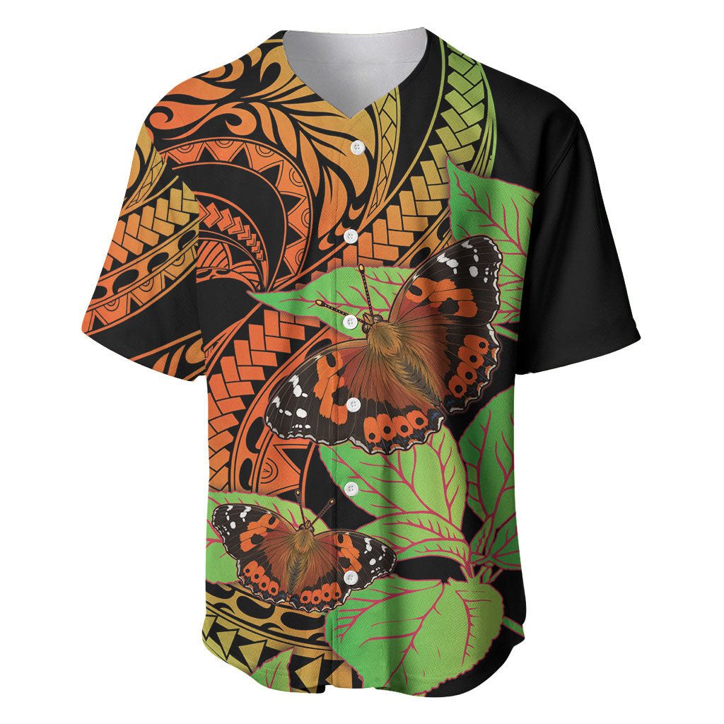 Kamehameha Butterfly Hawaii Baseball Jersey Hawaiian Pulelehua Mamaki Orange Green Color