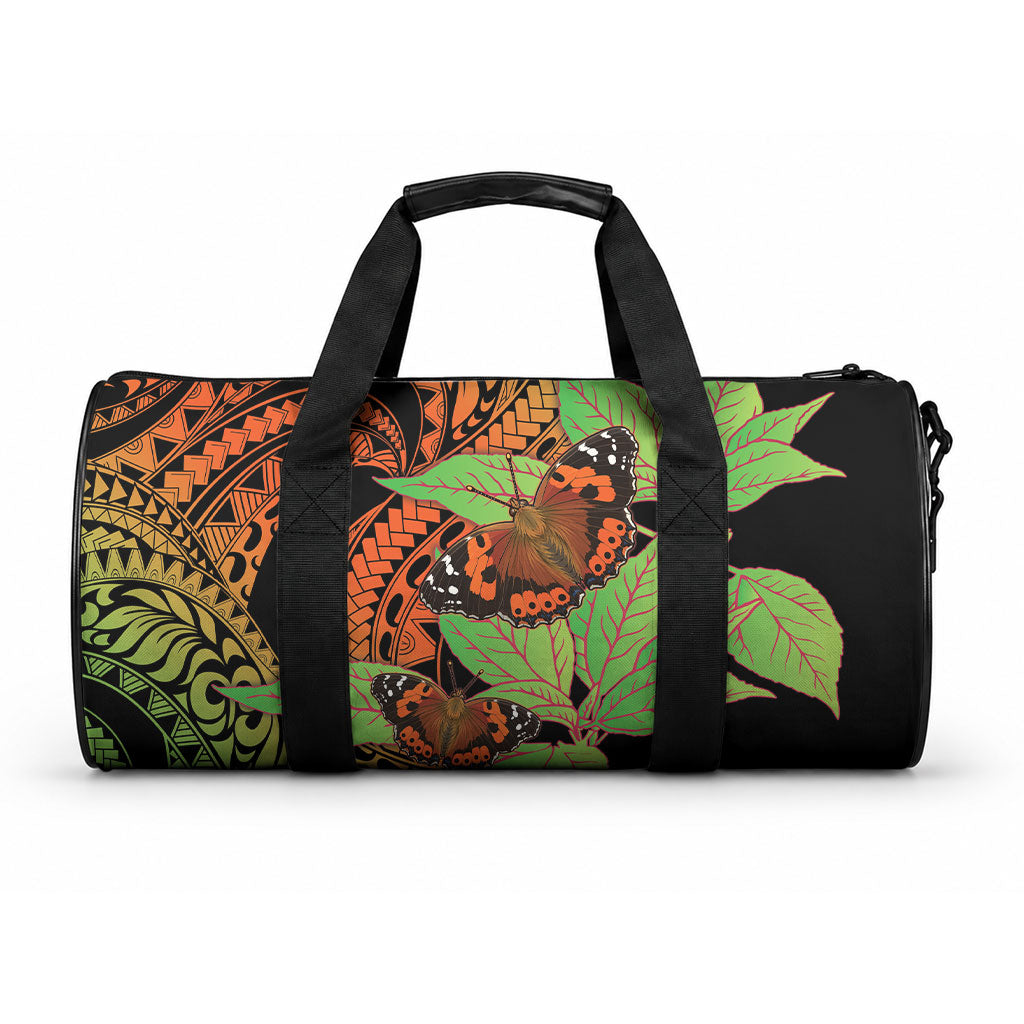 Kamehameha Butterfly Hawaii Duffle Bag Hawaiian Pulelehua Mamaki Orange Green Color