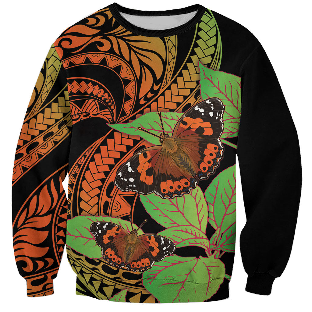 Kamehameha Butterfly Hawaii Sweatshirt Hawaiian Pulelehua Mamaki Orange Green Color