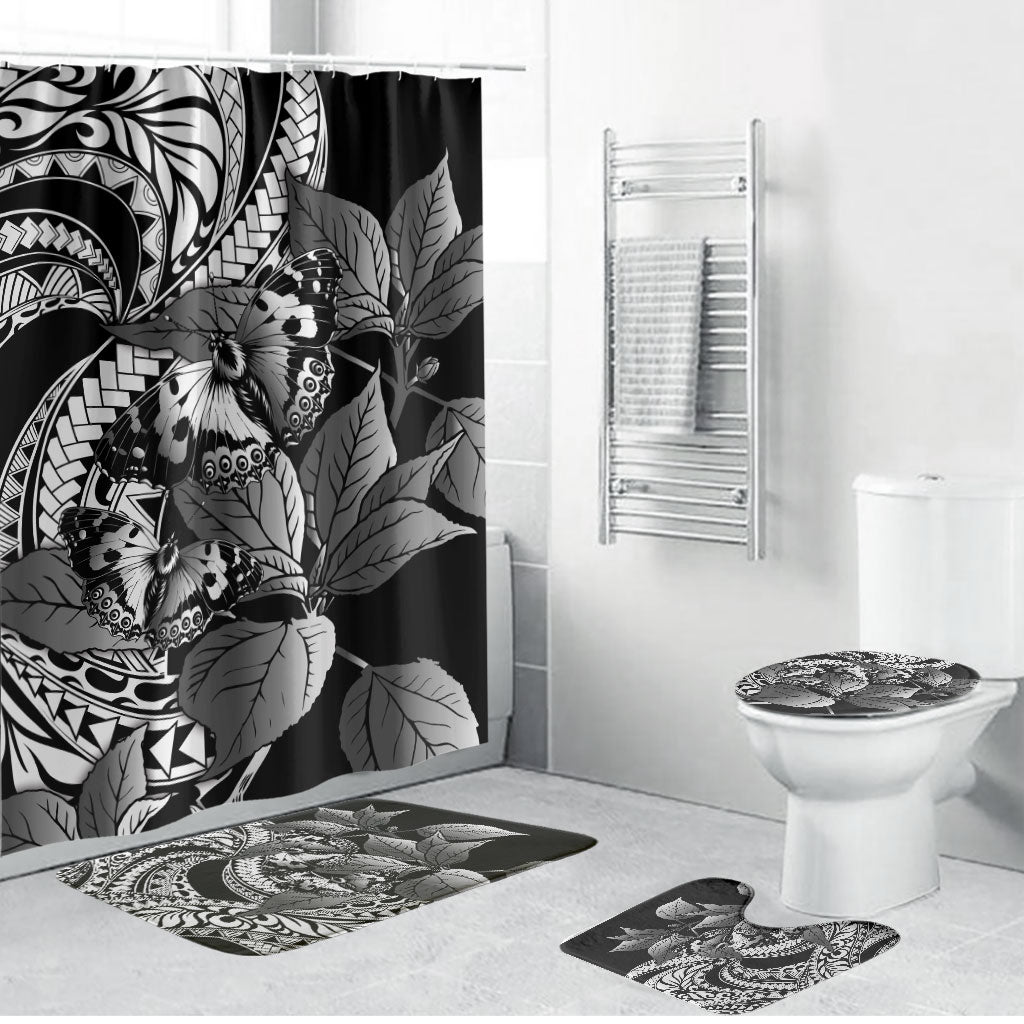 Kamehameha Butterfly Hawaii Bathroom Set Hawaiian Pulelehua Mamaki Black Color