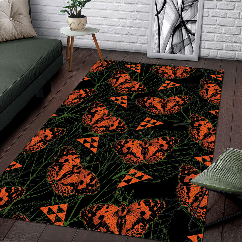 Kamehameha Butterfly Mamaki Hawaii Area Rug Pulelehua Hawaiian Kakau Seamless Style