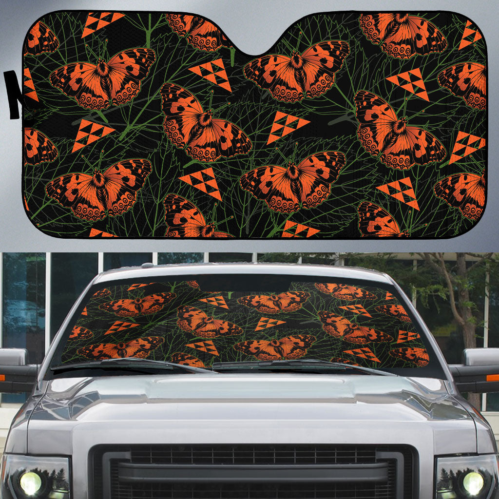 Kamehameha Butterfly Mamaki Hawaii Auto Sun Shade Pulelehua Hawaiian Kakau Seamless Style