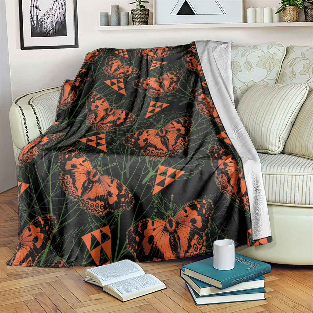 Kamehameha Butterfly Mamaki Hawaii Blanket Pulelehua Hawaiian Kakau Seamless Style