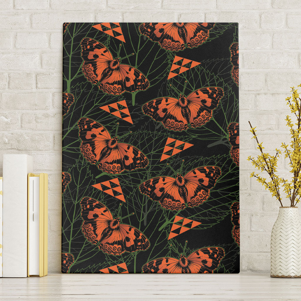 Kamehameha Butterfly Mamaki Hawaii Canvas Wall Art Pulelehua Hawaiian Kakau Seamless Style