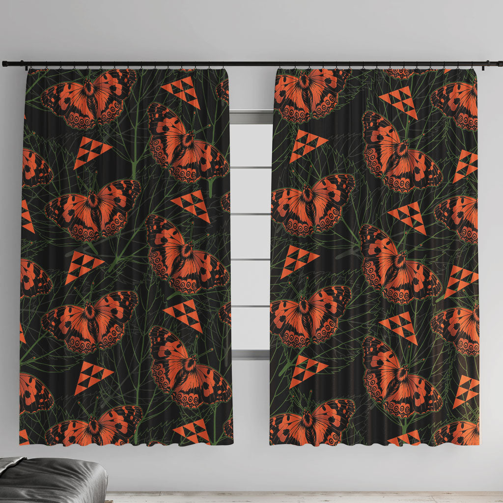 Kamehameha Butterfly Mamaki Hawaii Window Curtain Pulelehua Hawaiian Kakau Seamless Style