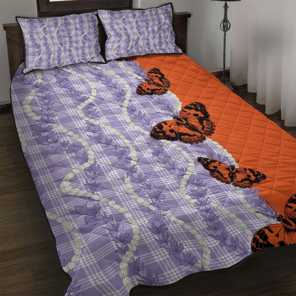Kamehameha Butterfly Palaka Hawaii Quilt Bed Set Pulelehua Honohono Pikake Lei