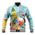 Aloha Hawaii Mele Kalikimaka Baseball Jacket Chilling Santa With Pineapple - Polynesian Pattern