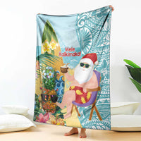 Aloha Hawaii Mele Kalikimaka Blanket Chilling Santa With Pineapple - Polynesian Pattern LT14 - Polynesian Pride