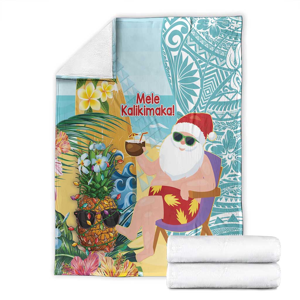 Aloha Hawaii Mele Kalikimaka Blanket Chilling Santa With Pineapple - Polynesian Pattern LT14 - Polynesian Pride