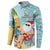 Aloha Hawaii Mele Kalikimaka Button Sweatshirt Chilling Santa With Pineapple - Polynesian Pattern