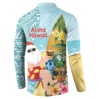 Aloha Hawaii Mele Kalikimaka Button Sweatshirt Chilling Santa With Pineapple - Polynesian Pattern LT14 - Polynesian Pride