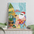 Aloha Hawaii Mele Kalikimaka Canvas Wall Art Chilling Santa With Pineapple - Polynesian Pattern