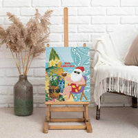 Aloha Hawaii Mele Kalikimaka Canvas Wall Art Chilling Santa With Pineapple - Polynesian Pattern LT14 - Polynesian Pride