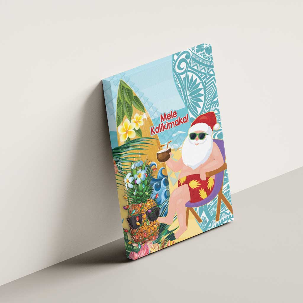 Aloha Hawaii Mele Kalikimaka Canvas Wall Art Chilling Santa With Pineapple - Polynesian Pattern LT14 - Polynesian Pride