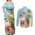 Aloha Hawaii Mele Kalikimaka Couples Matching Off Shoulder Maxi Dress and Long Sleeve Button Shirt Chilling Santa With Pineapple - Polynesian Pattern