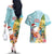 Aloha Hawaii Mele Kalikimaka Couples Matching Off The Shoulder Long Sleeve Dress and Hawaiian Shirt Chilling Santa With Pineapple - Polynesian Pattern