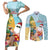 Aloha Hawaii Mele Kalikimaka Couples Matching Short Sleeve Bodycon Dress and Long Sleeve Button Shirt Chilling Santa With Pineapple - Polynesian Pattern