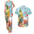 Aloha Hawaii Mele Kalikimaka Couples Matching Tank Maxi Dress and Hawaiian Shirt Chilling Santa With Pineapple - Polynesian Pattern