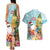 Aloha Hawaii Mele Kalikimaka Couples Matching Tank Maxi Dress and Hawaiian Shirt Chilling Santa With Pineapple - Polynesian Pattern