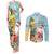 Aloha Hawaii Mele Kalikimaka Couples Matching Tank Maxi Dress and Long Sleeve Button Shirt Chilling Santa With Pineapple - Polynesian Pattern