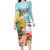 Aloha Hawaii Mele Kalikimaka Family Matching Long Sleeve Bodycon Dress and Hawaiian Shirt Chilling Santa With Pineapple - Polynesian Pattern