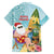 Aloha Hawaii Mele Kalikimaka Family Matching Off The Shoulder Long Sleeve Dress and Hawaiian Shirt Chilling Santa With Pineapple - Polynesian Pattern