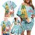 Aloha Hawaii Mele Kalikimaka Family Matching Off Shoulder Short Dress and Hawaiian Shirt Chilling Santa With Pineapple - Polynesian Pattern