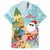 Aloha Hawaii Mele Kalikimaka Family Matching Off Shoulder Short Dress and Hawaiian Shirt Chilling Santa With Pineapple - Polynesian Pattern