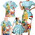 Aloha Hawaii Mele Kalikimaka Family Matching Short Sleeve Bodycon Dress and Hawaiian Shirt Chilling Santa With Pineapple - Polynesian Pattern