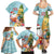 Aloha Hawaii Mele Kalikimaka Family Matching Summer Maxi Dress and Hawaiian Shirt Chilling Santa With Pineapple - Polynesian Pattern