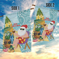 Aloha Hawaii Mele Kalikimaka Garden Flag Chilling Santa With Pineapple - Polynesian Pattern LT14 - Polynesian Pride