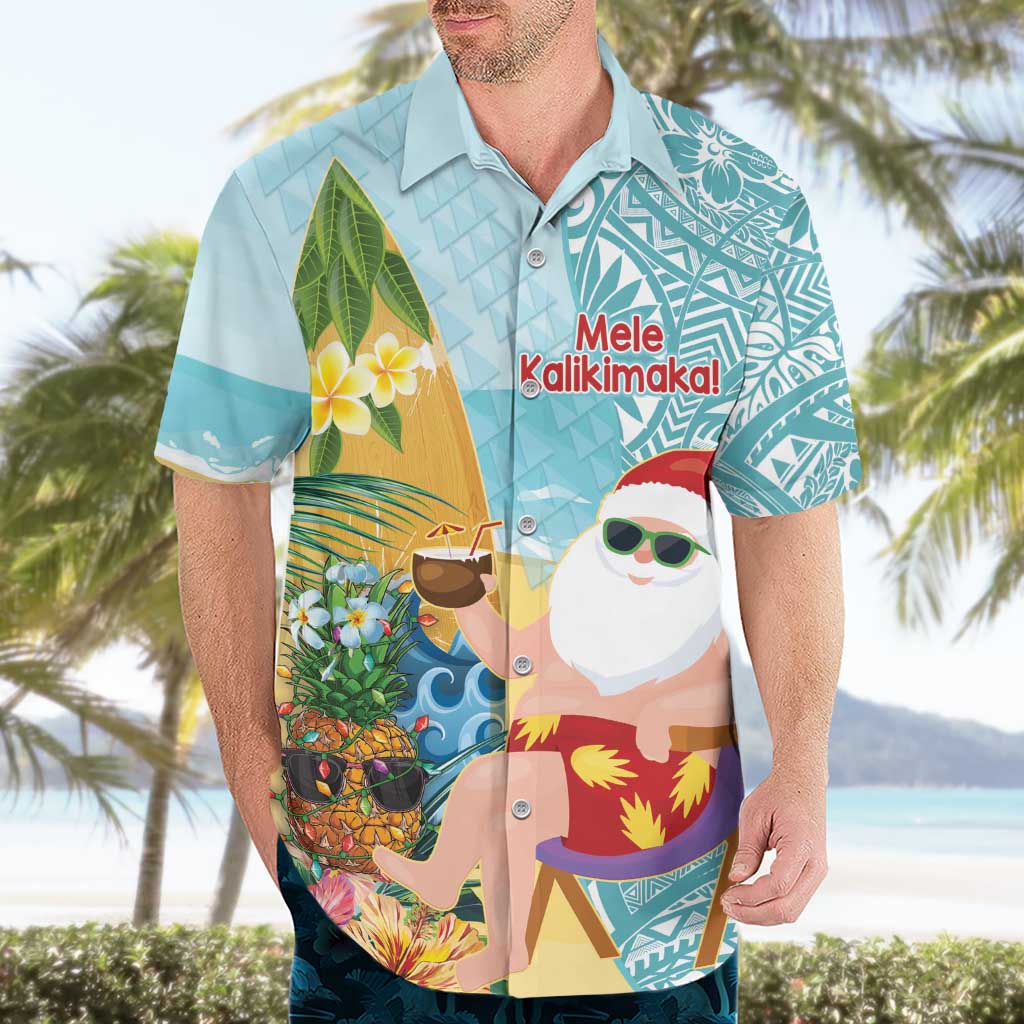 Aloha Hawaii Mele Kalikimaka Hawaiian Shirt Chilling Santa With Pineapple - Polynesian Pattern LT14 - Polynesian Pride