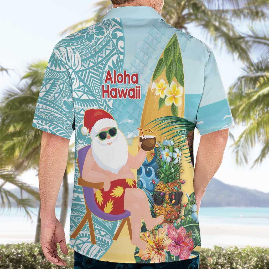Aloha Hawaii Mele Kalikimaka Hawaiian Shirt Chilling Santa With Pineapple - Polynesian Pattern LT14 - Polynesian Pride