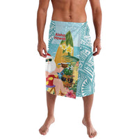 Aloha Hawaii Mele Kalikimaka Lavalava Chilling Santa With Pineapple - Polynesian Pattern LT14 Cyan - Polynesian Pride
